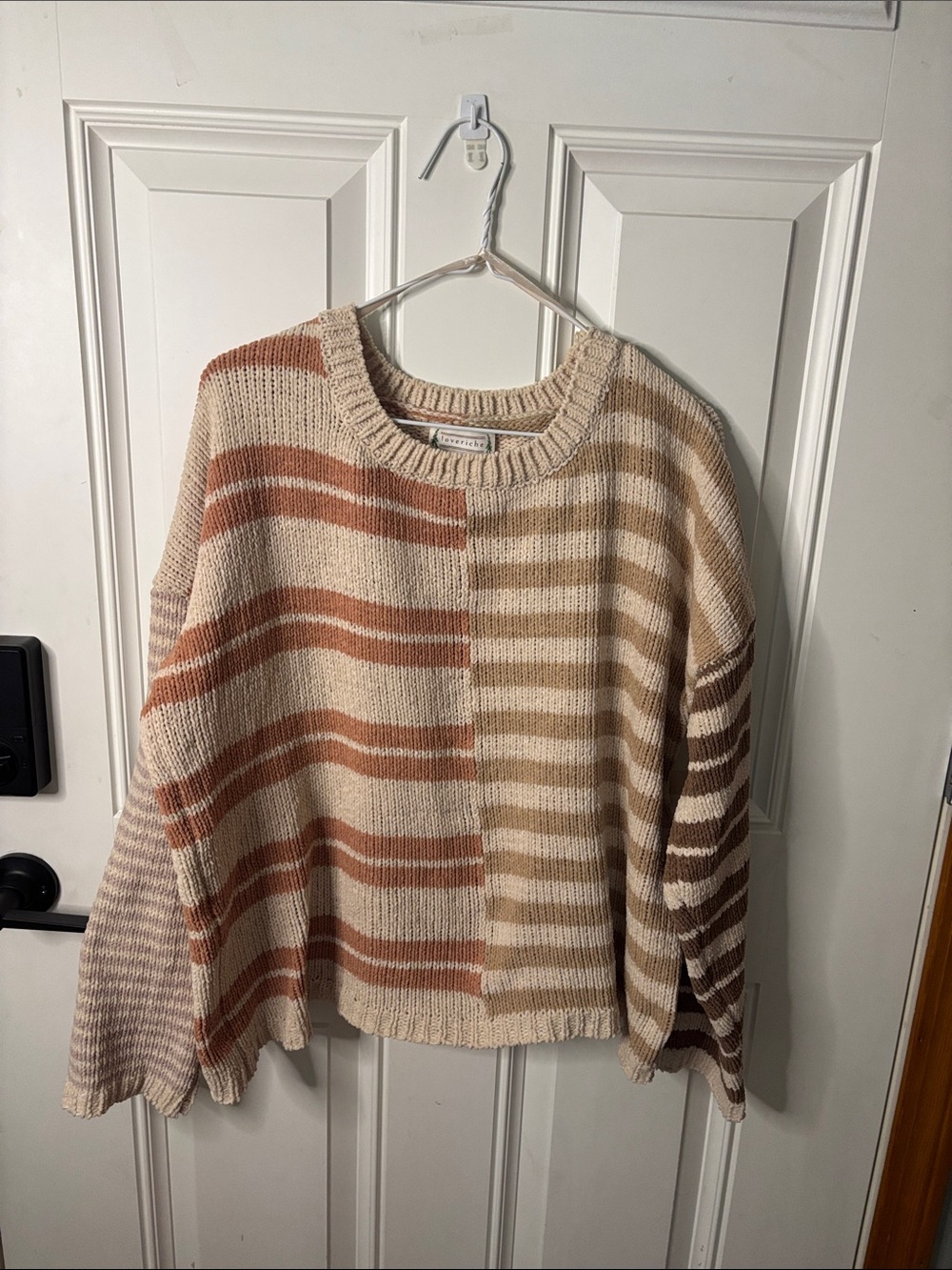 EUC Loveriche Striped Crewneck Sweater in Cream and Rust